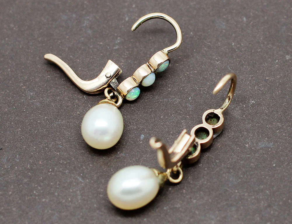 Boucles d'Oreilles Pendantes Opales Perles - Image 3