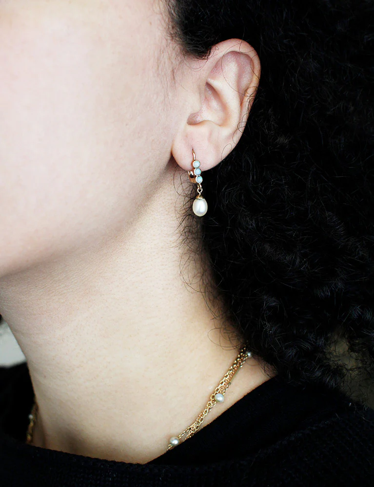 Boucles d'Oreilles Pendantes Opales Perles - Image 4