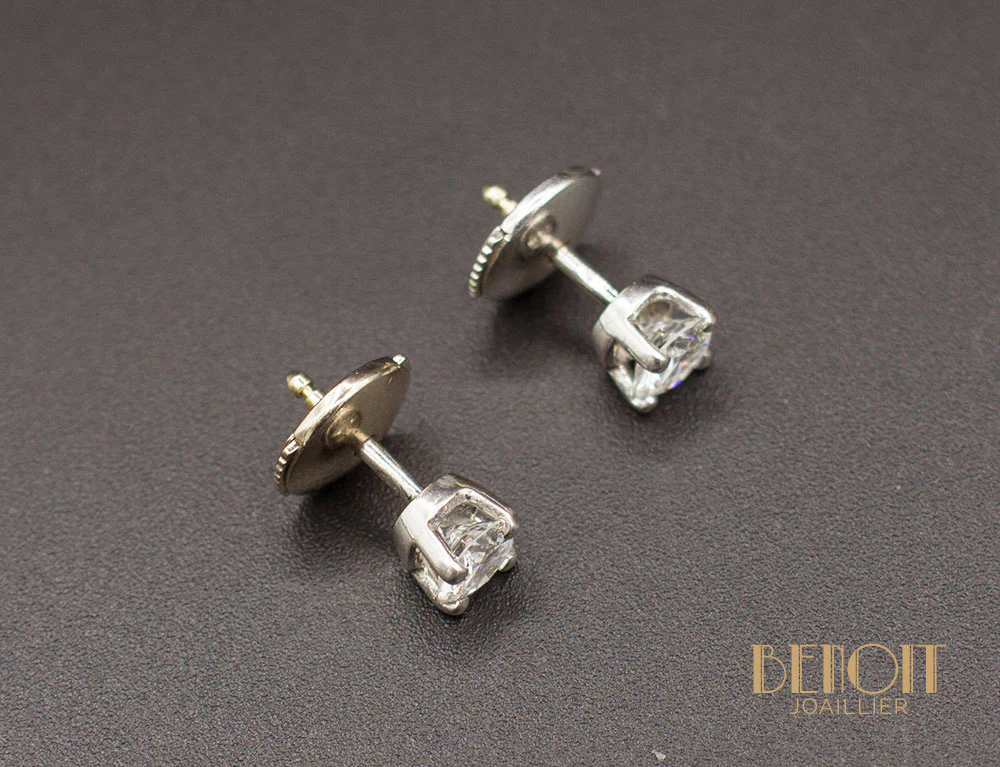 Boucles d'Oreilles Puces Diamants 0,30ct - Image 2