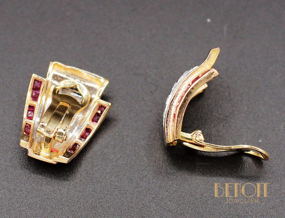 Boucles d'Oreilles Tank 1940 Or Diamants - Image 3