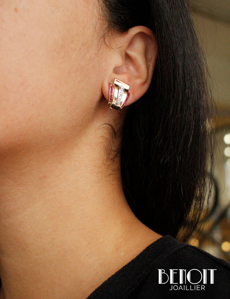 Boucles d'Oreilles Tank 1940 Or Diamants - Image 4