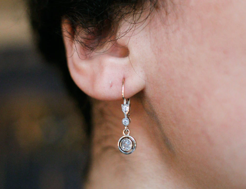 Boucles Dormeuses Anciennes Diamants - Image 5