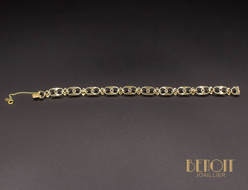 Bracelet 1950 Or Jaune Platine et Diamants - Image 4