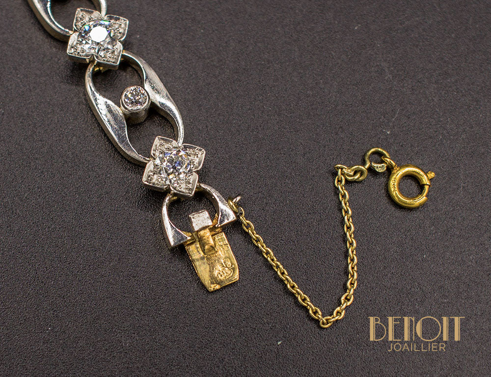 Bracelet 1950 Or Jaune Platine et Diamants - Image 6