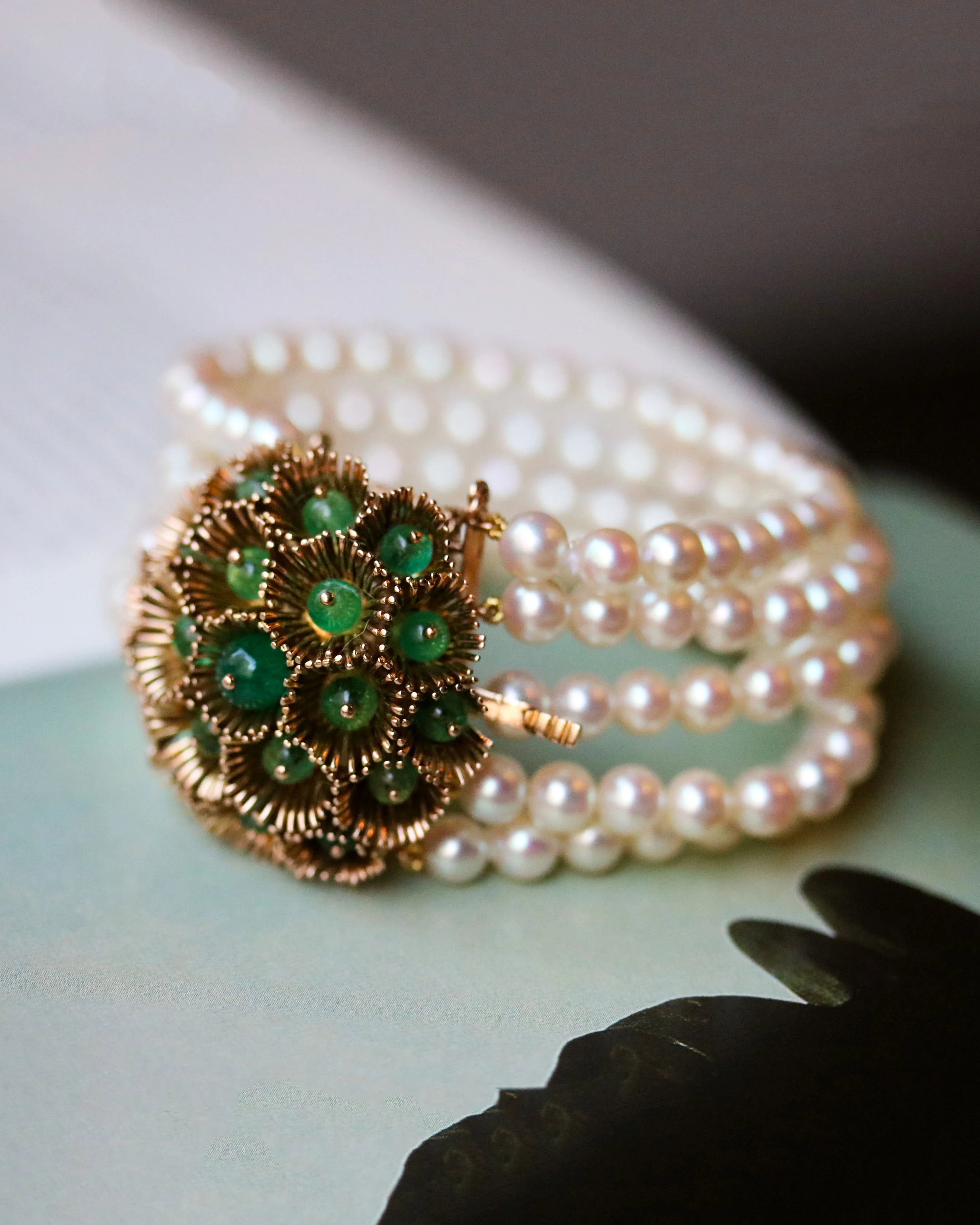 Bracelet 5 Rangs Perles de culture avec Fermoir broche