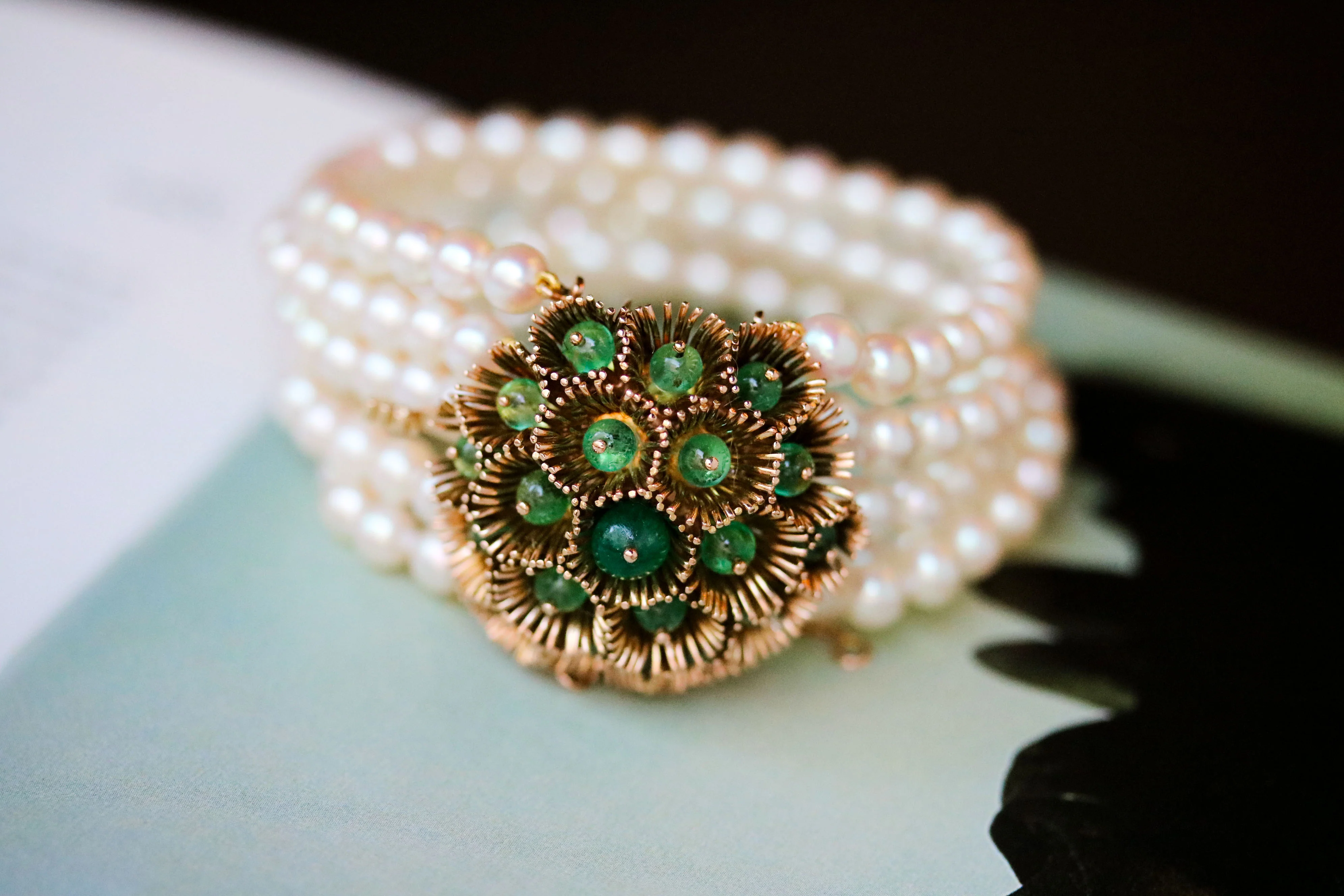 Bracelet 5 Rangs Perles de culture avec Fermoir broche - Image 5