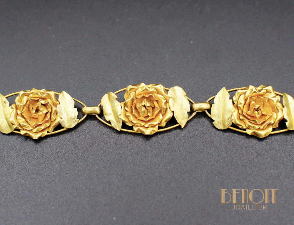 Bracelet Ancien Roses Or Jaune - Image 2