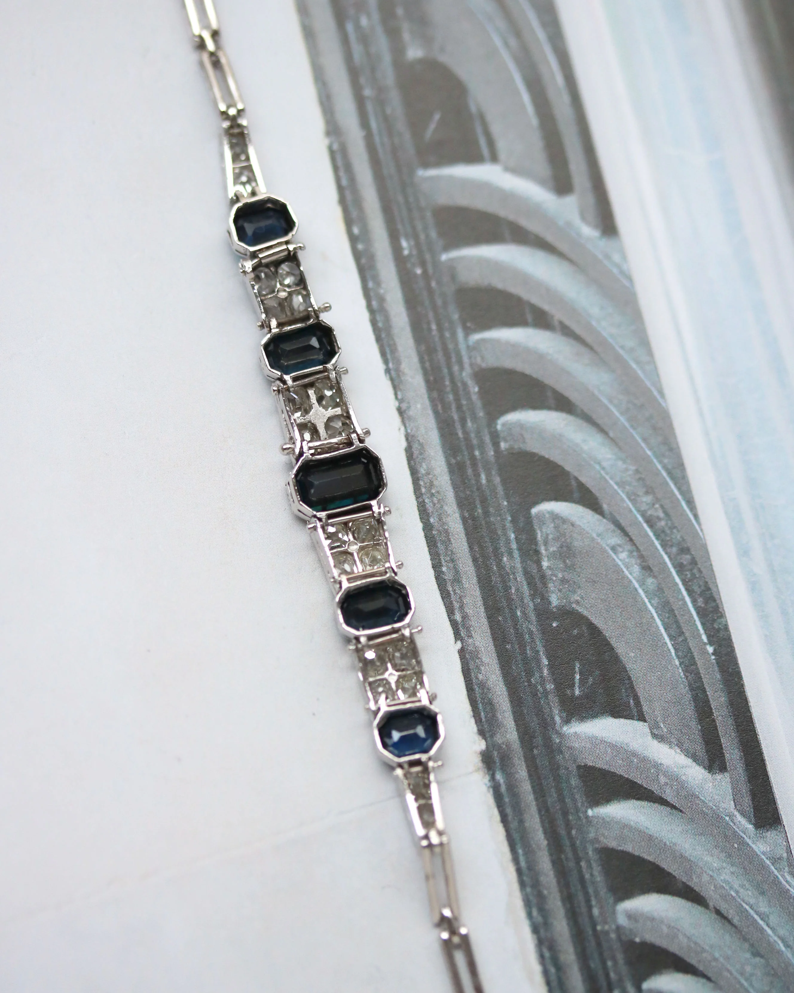 Bracelet Art Déco Saphirs et Diamants - Image 4