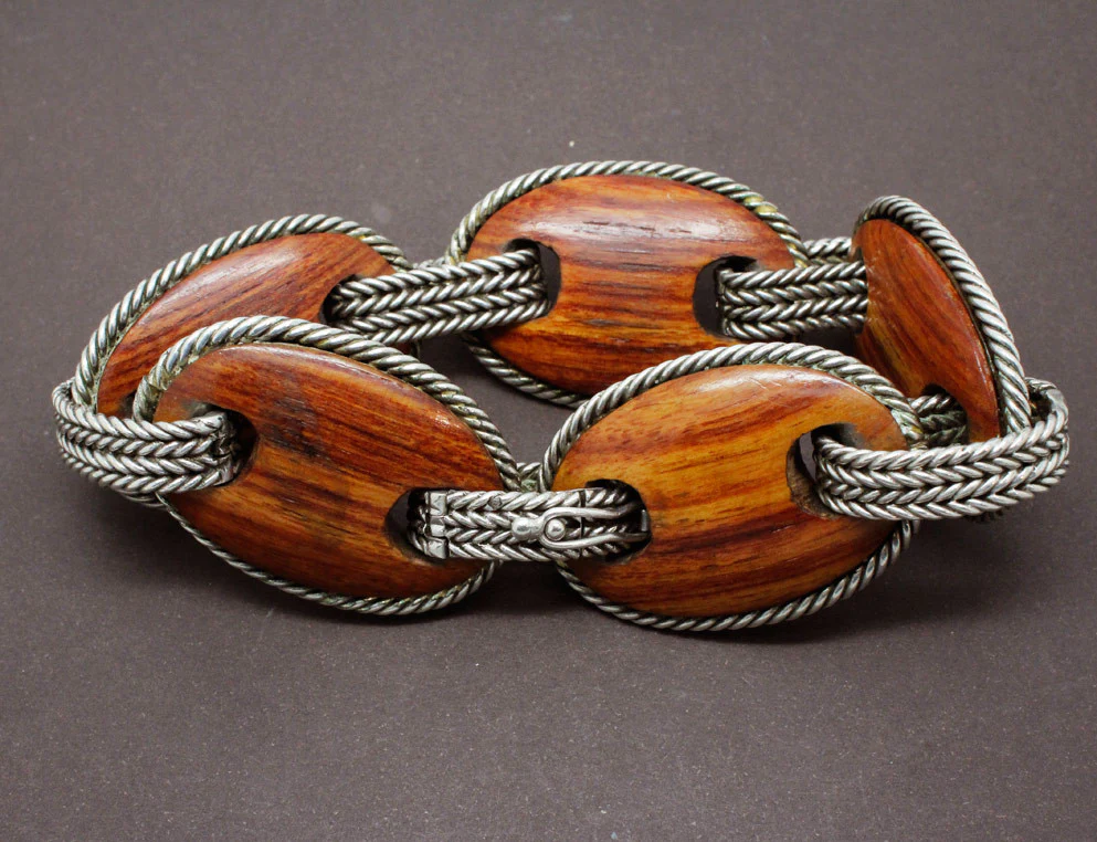 Bracelet Bois et Argent Hermès Vintage - Image 3