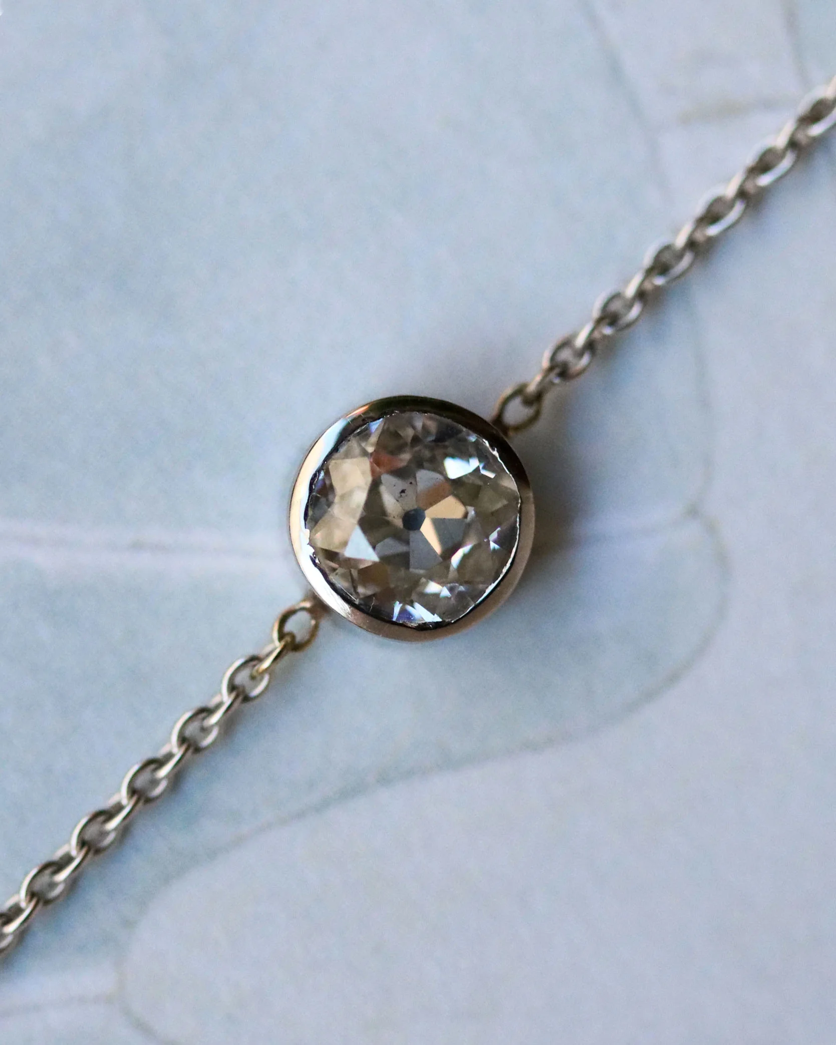 Bracelet Solitaire Or Blanc et  Diamant "Les Recyclés" 17 cm - Image 2