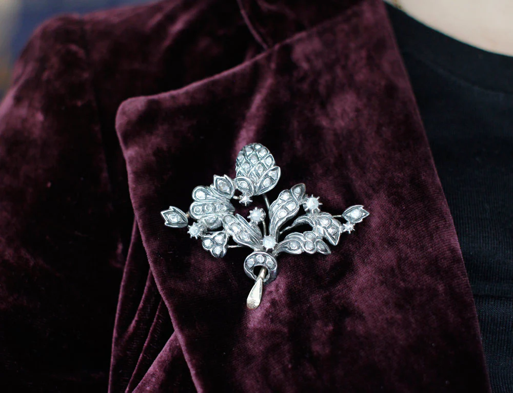 Broche 1900 Argent Or Rose et Diamants - Image 6