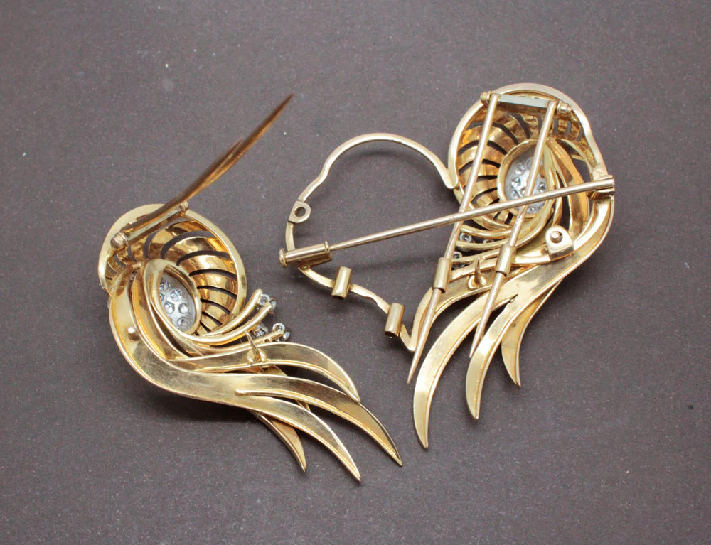 Broche 1950 Double Clip Or et Diamants - Image 6