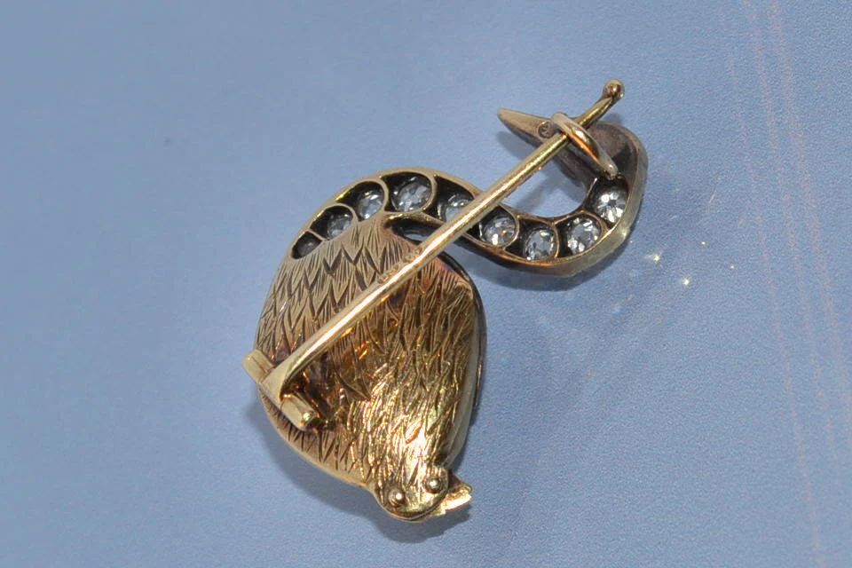 Broche ancienne diamants perle et or - Image 2