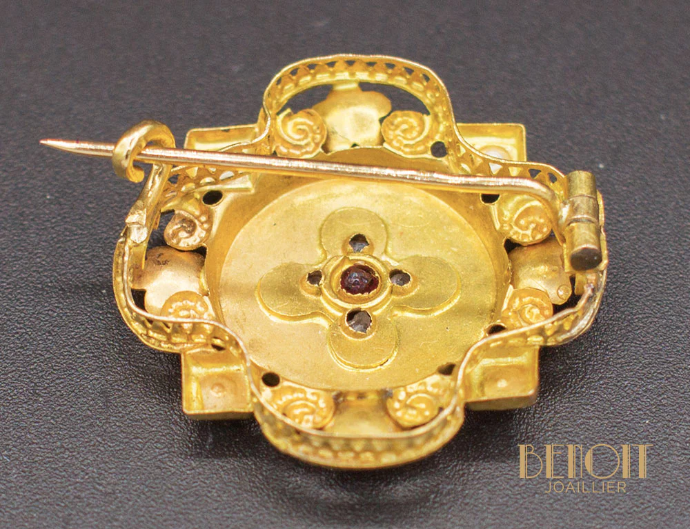 Broche Ancienne Grenat Diamants - Image 4