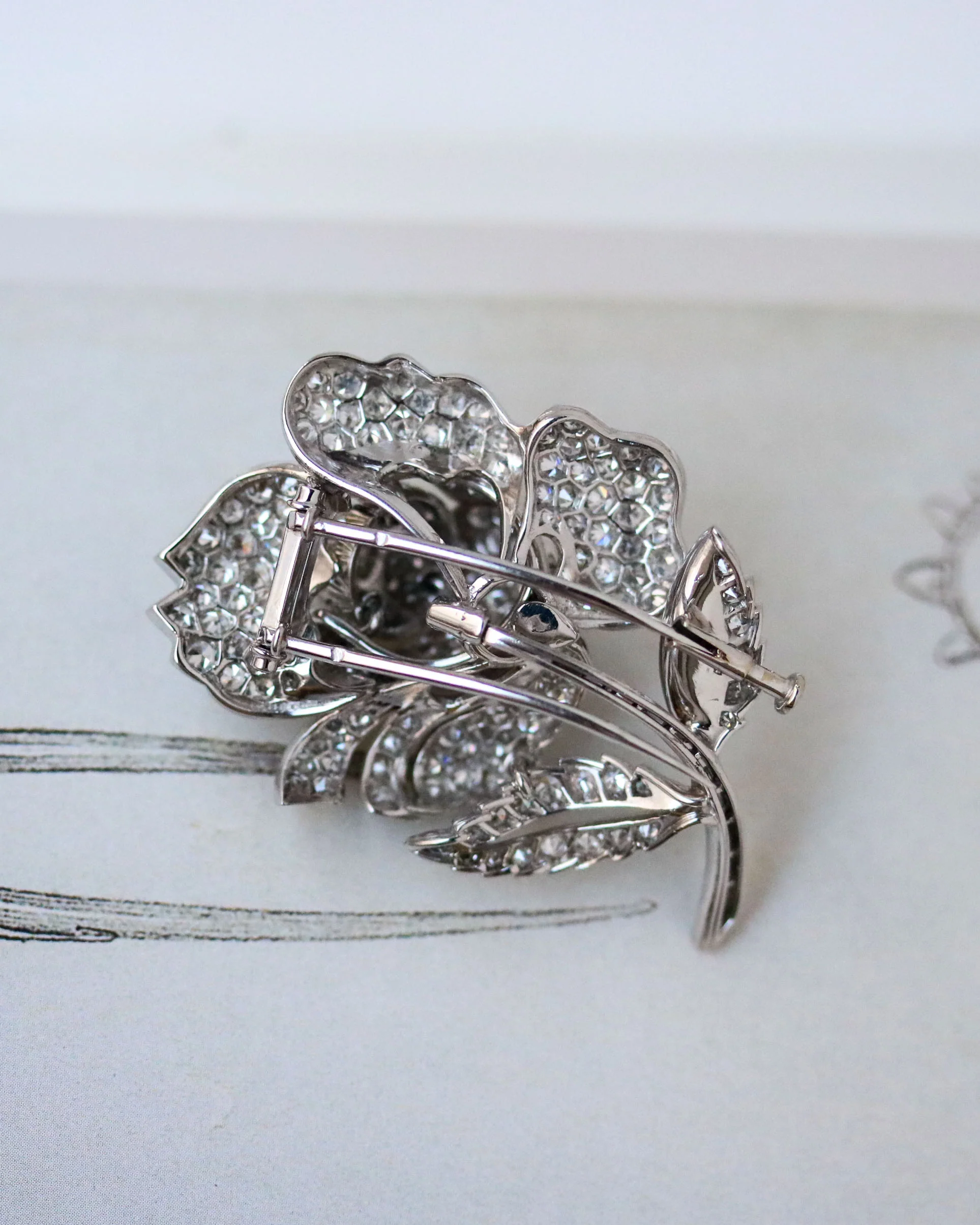 Broche Ancienne Or Blanc Platine et Diamants - Image 3