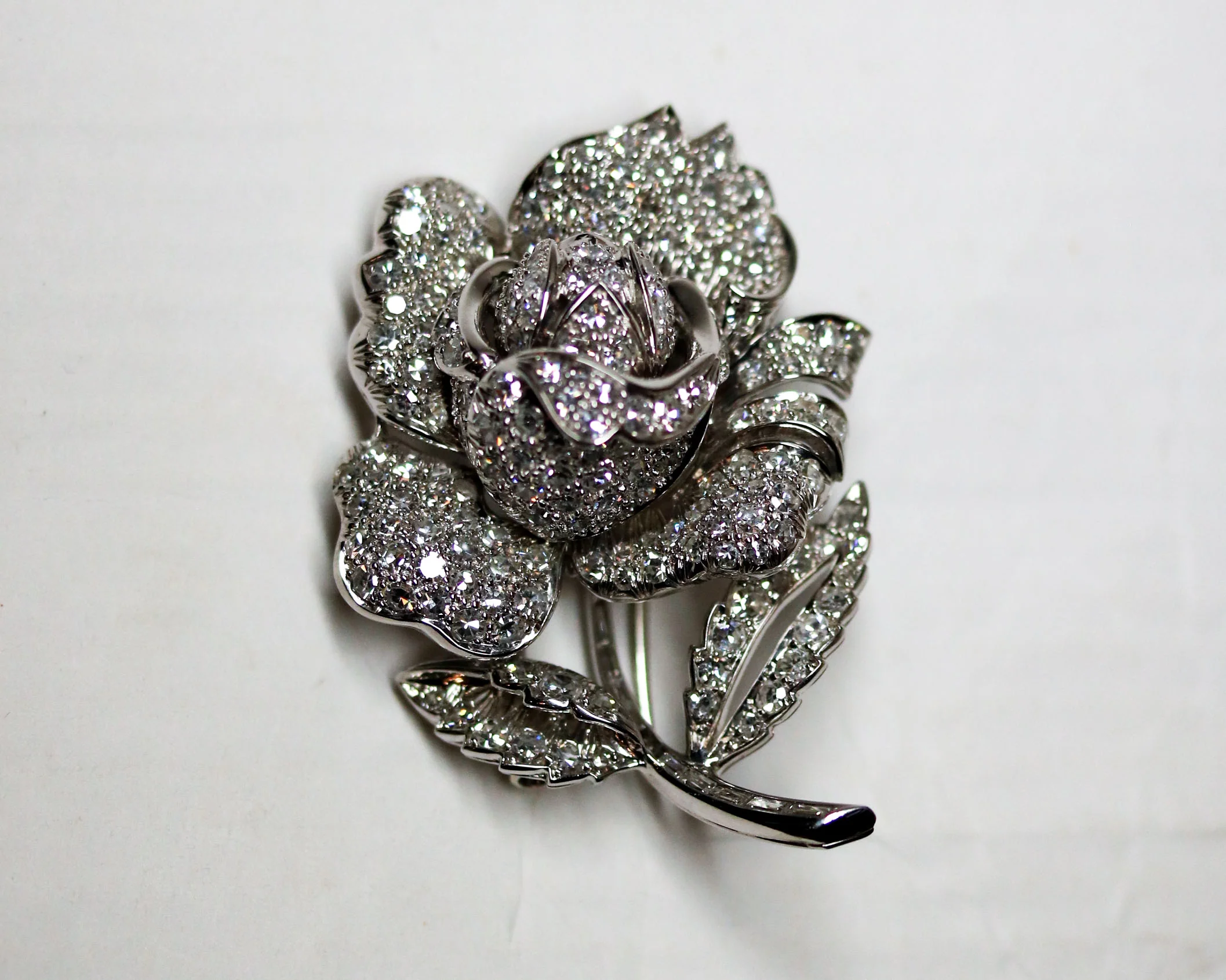 Broche Ancienne Or Blanc Platine et Diamants - Image 5