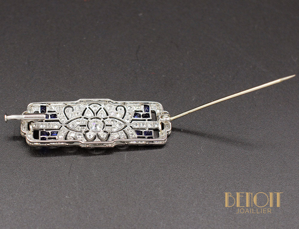 Broche Art Déco Diamants Saphirs - Image 3