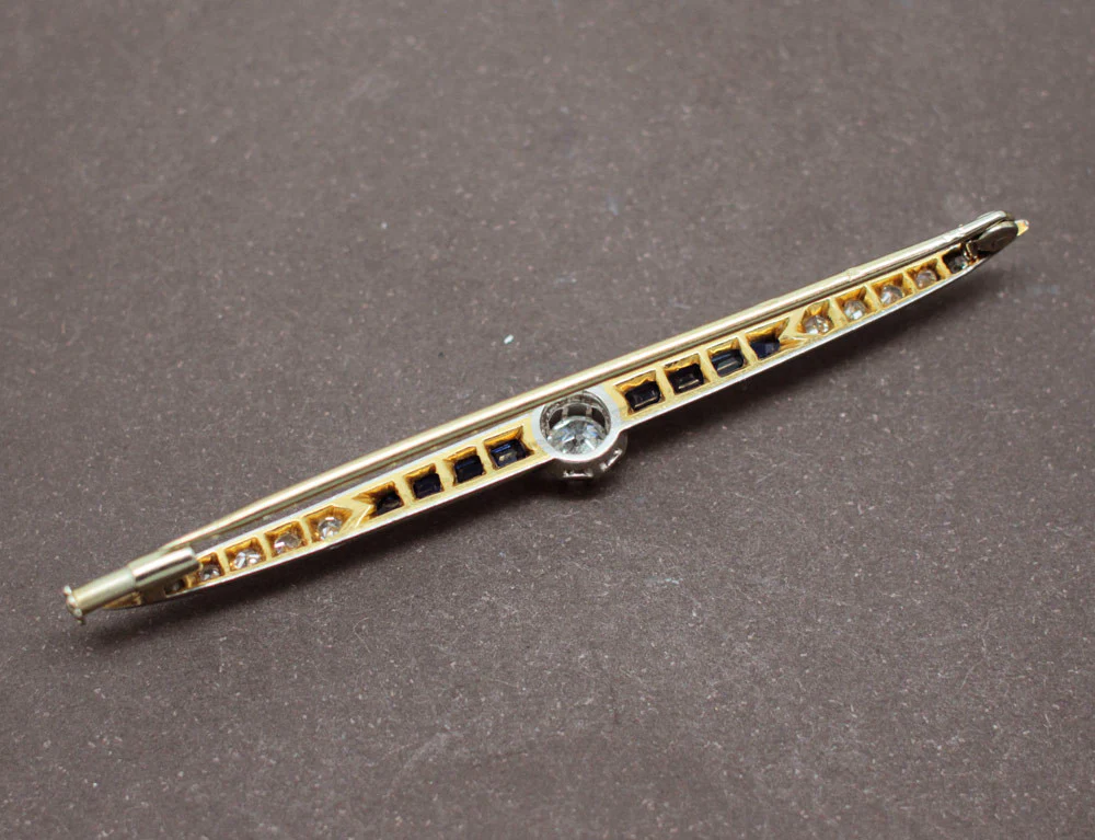 Broche Barrette Art Déco Diamants Saphirs - Image 3