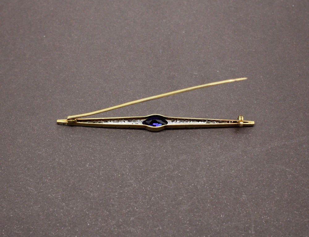 Broche Barrette Art Déco Saphir Diamants - Image 3