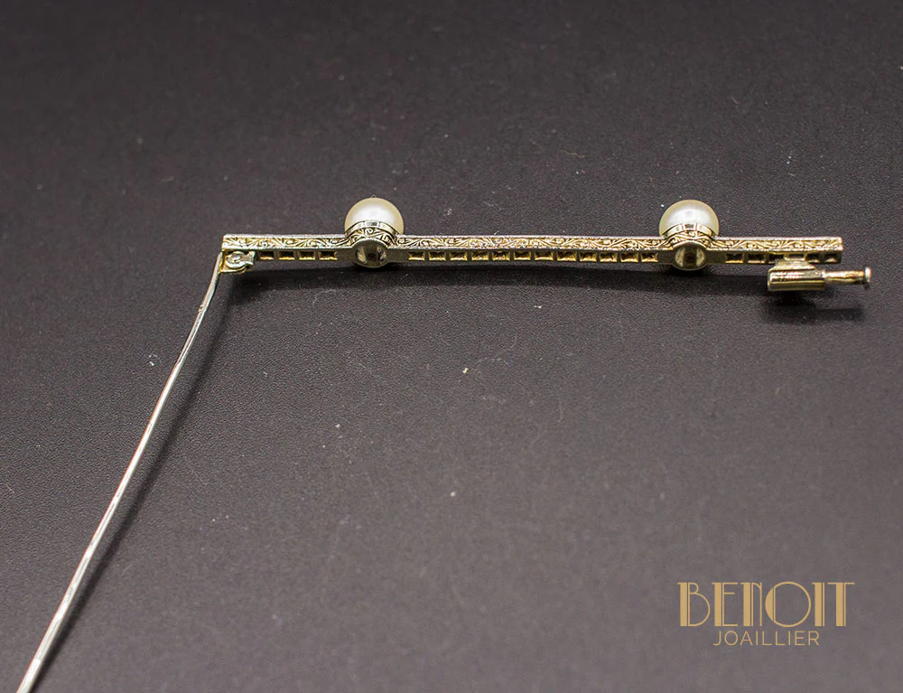 Broche Barrette Perles Art Déco - Image 4