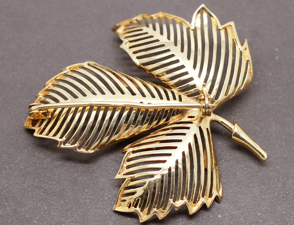 Broche Feuille Or Jaune 1950 - Image 3