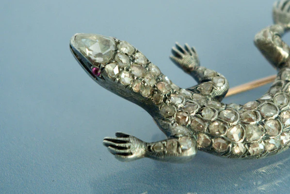 Broche Lézard  19ème Argent et Diamants - Image 2