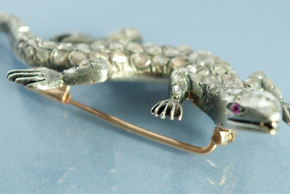 Broche Lézard  19ème Argent et Diamants - Image 3