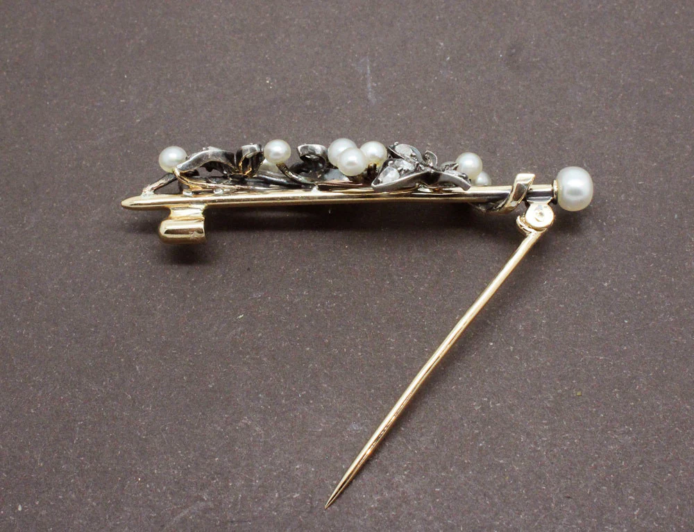 Broche Lierre Diamants et Perles Fines - Image 4