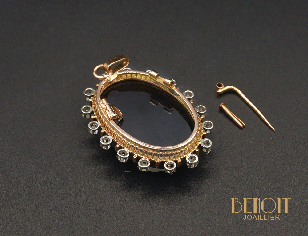 Broche Pendentif Camée Diamants - Image 3