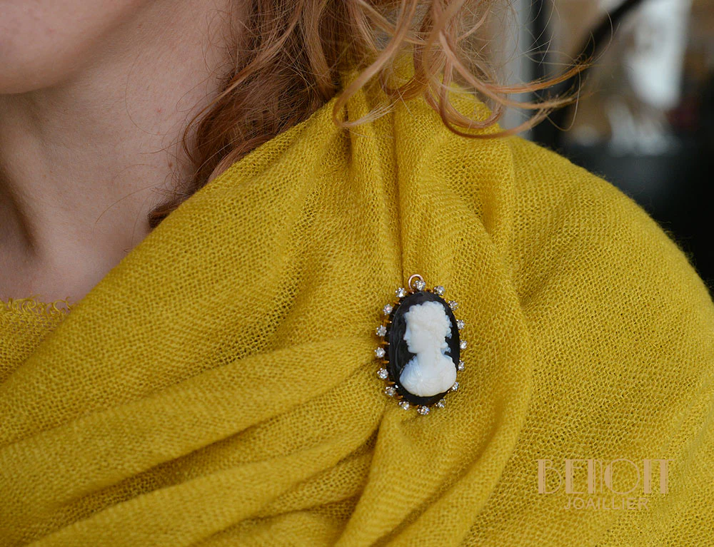 Broche Pendentif Camée Diamants - Image 4