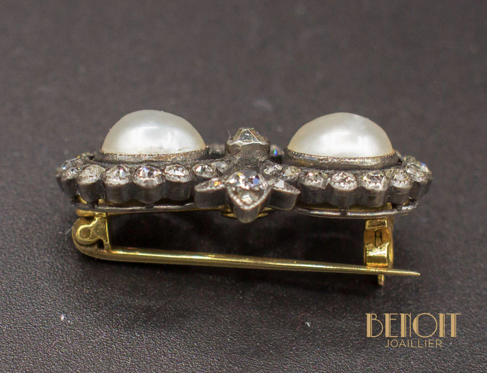 Broche Perles Diamants XIXe - Image 2
