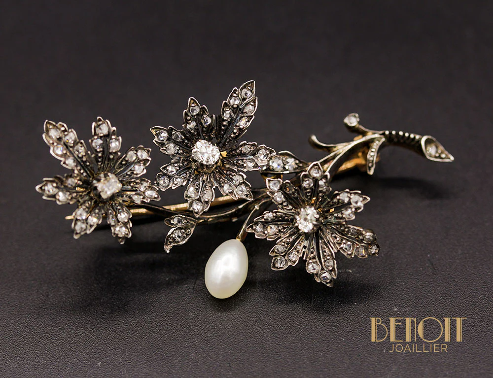 Broche Végétale XIXe Diamants