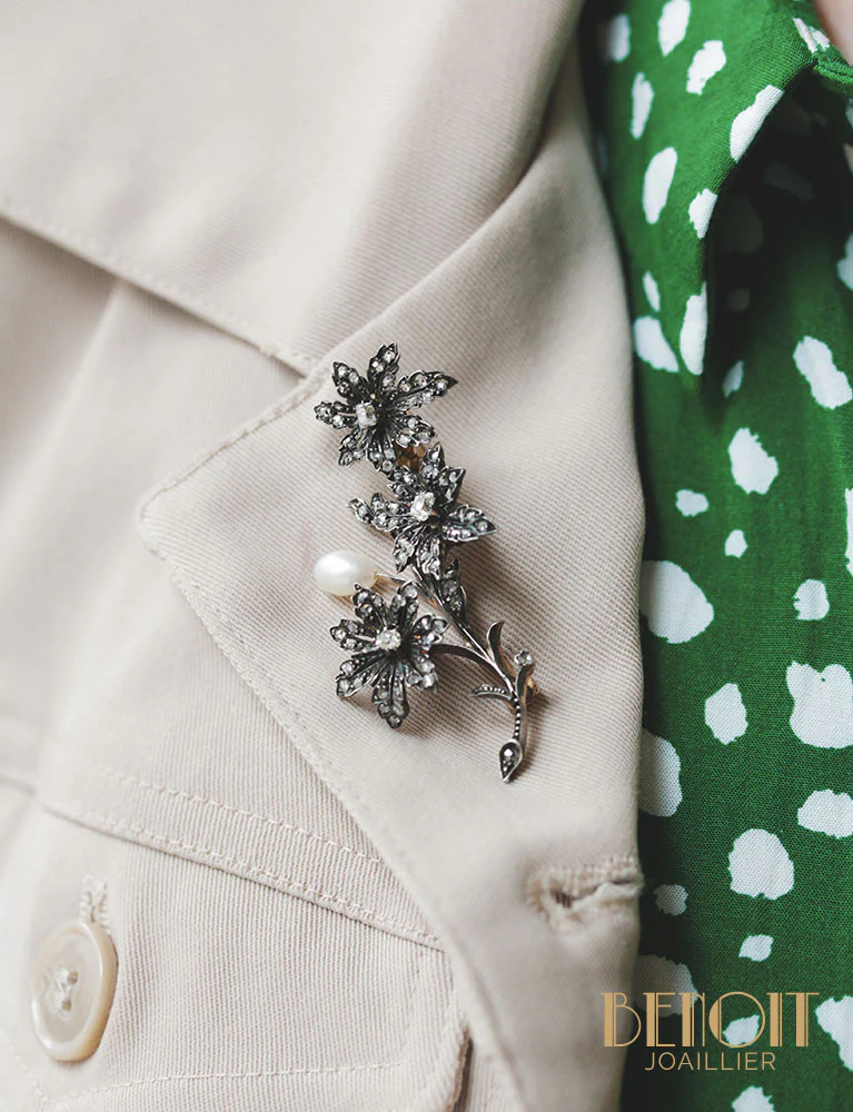 Broche Végétale XIXe Diamants - Image 8