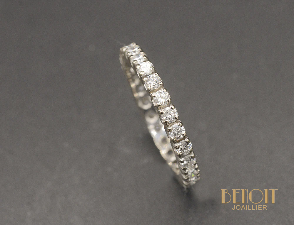 Alliance Tour Complet Or Blanc et Diamants ~ 1 ct - Image 3