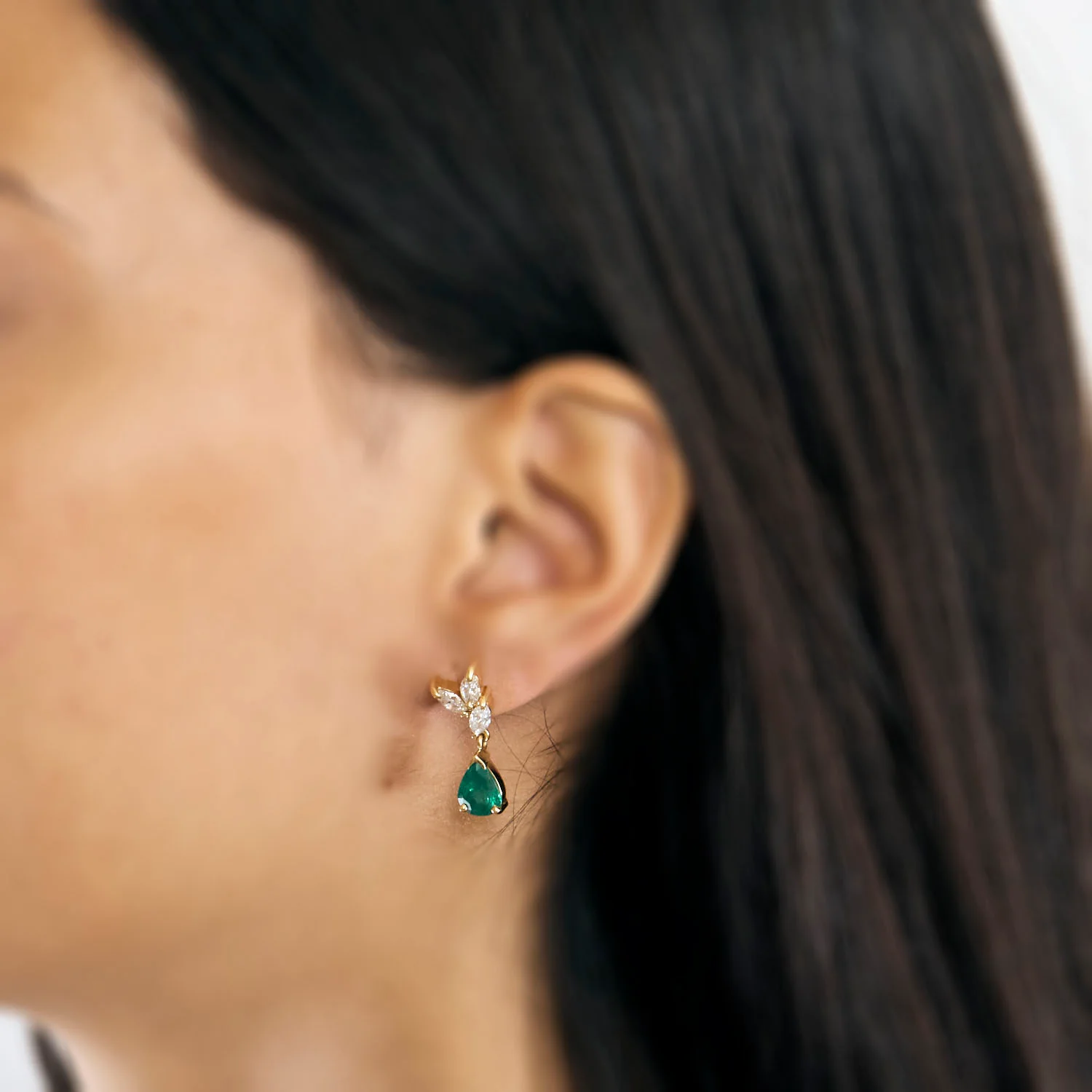 Boucles d'Oreilles Diamants Emeraudes - Image 2