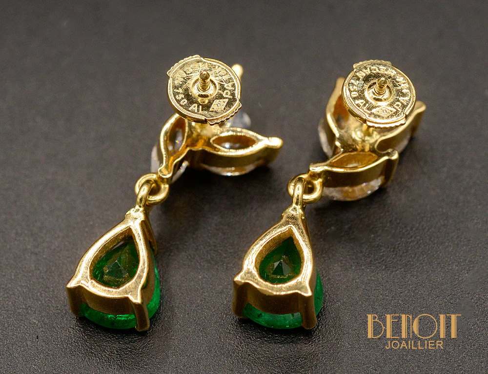 Boucles d'Oreilles Diamants Emeraudes - Image 5