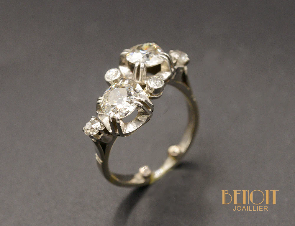 Bague Toi et Moi Or et Platine Diamants