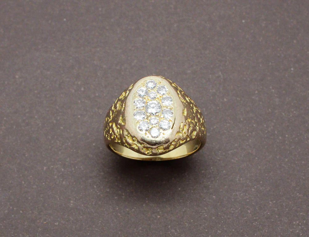 Chevalière Or Jaune et Diamants - Image 2