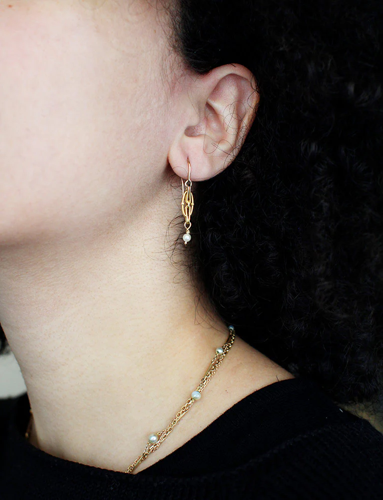 Collection Les Recyclés : Boucles Pendantes Or Perles - Image 4