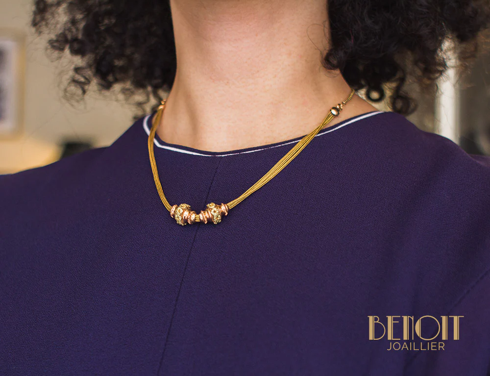 Collier Ancien Or Jaune et Or Rose - Image 4