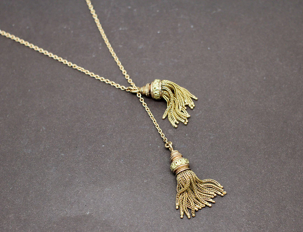 Collier Cravate "Pompons" Or Jaune - Image 3