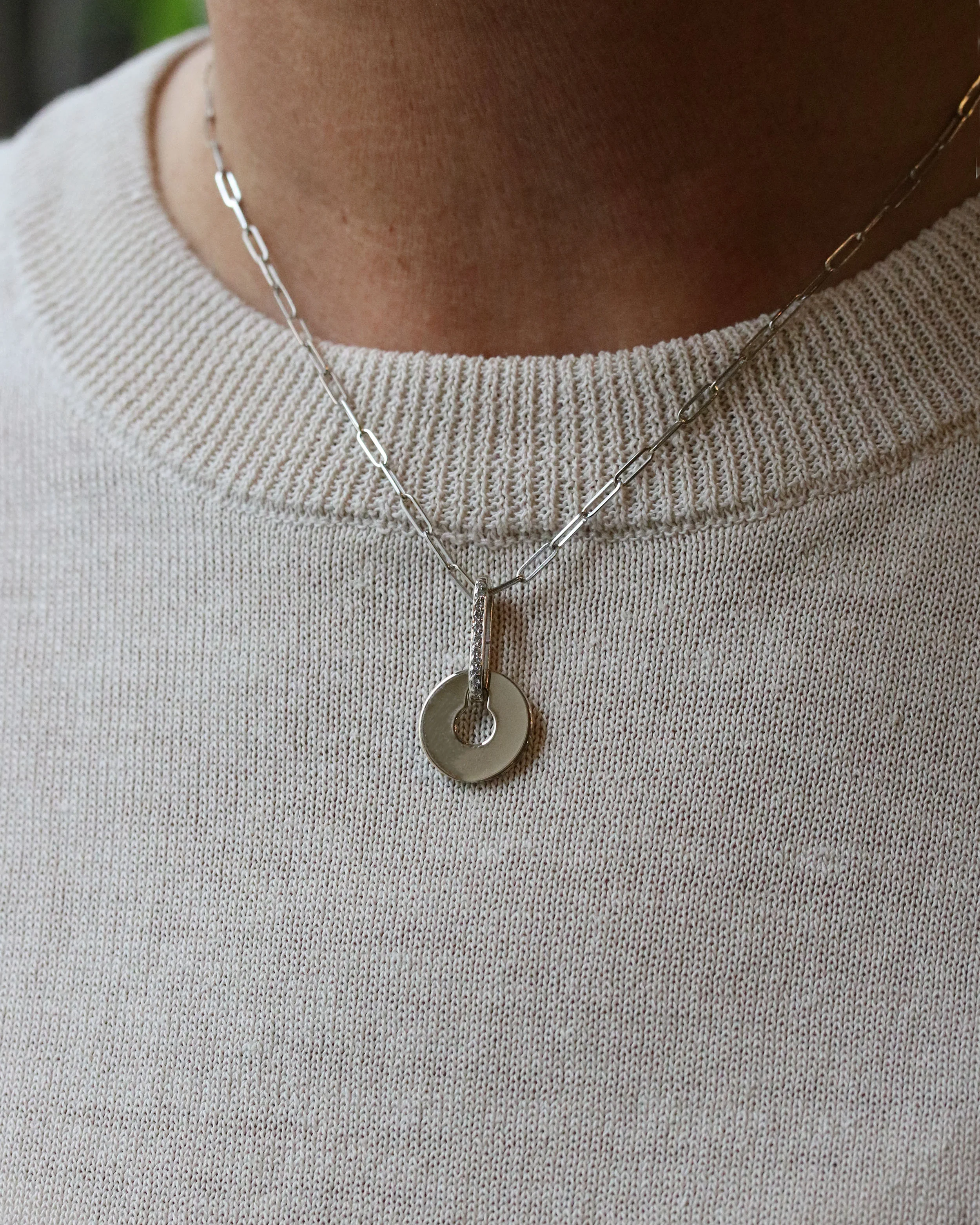 Collier Dinh Van "Cible" Or gris Diamants - Image 2