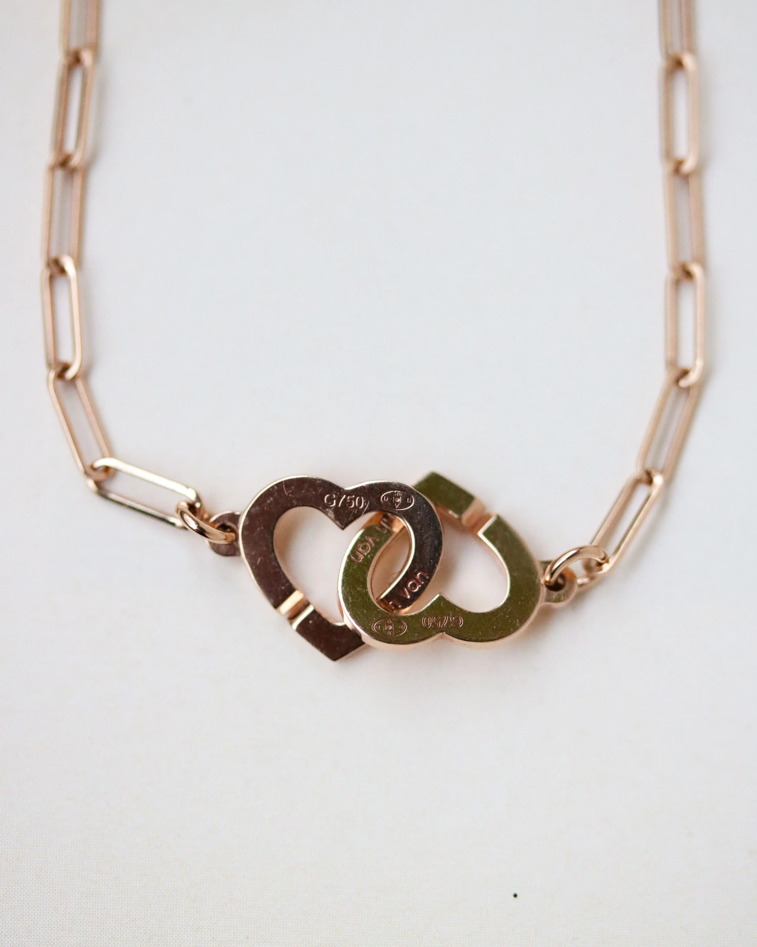 Collier Dinh Van "double coeurs" en or rose - Image 5