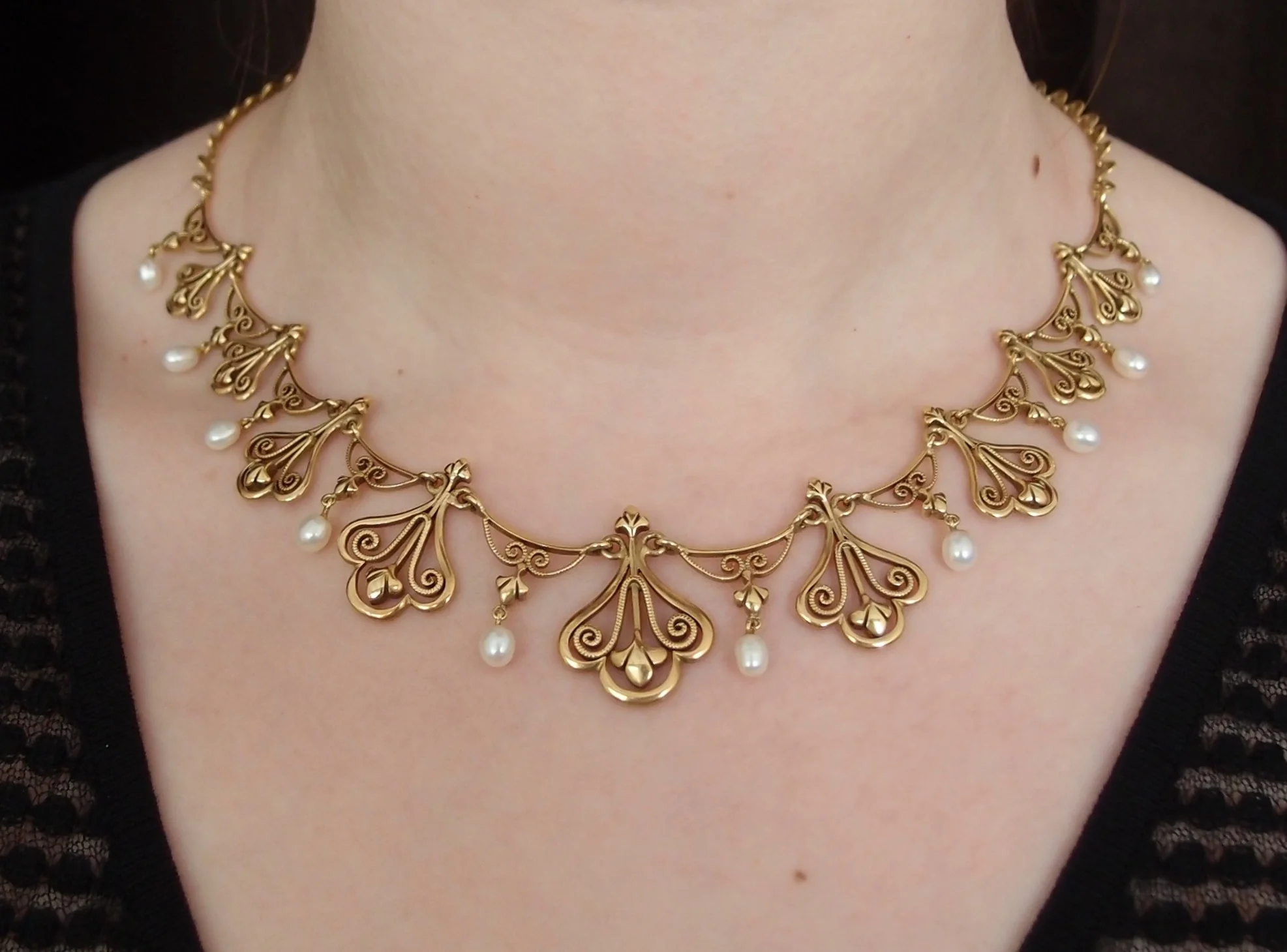 Collier "Draperie" or et perles vers 1900 - Image 2