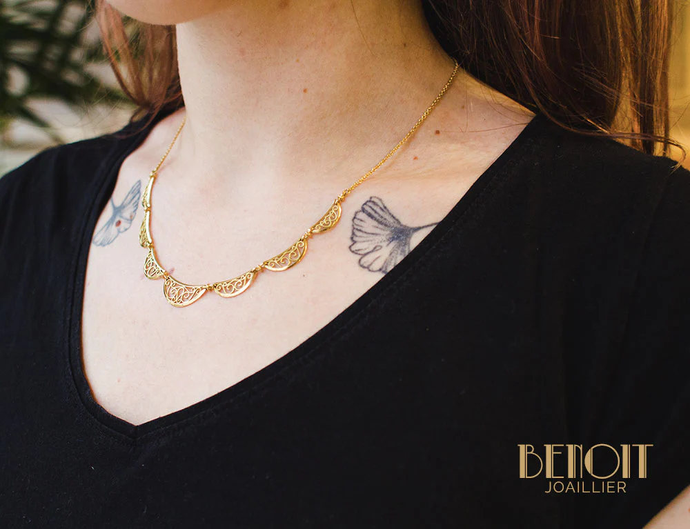 Collier Draperie Or Jaune - Image 5