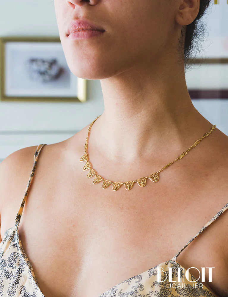Collier Draperie Or Jaune - Image 5
