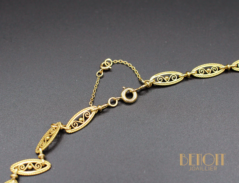 Collier Draperie Or Perles Fines - Image 3