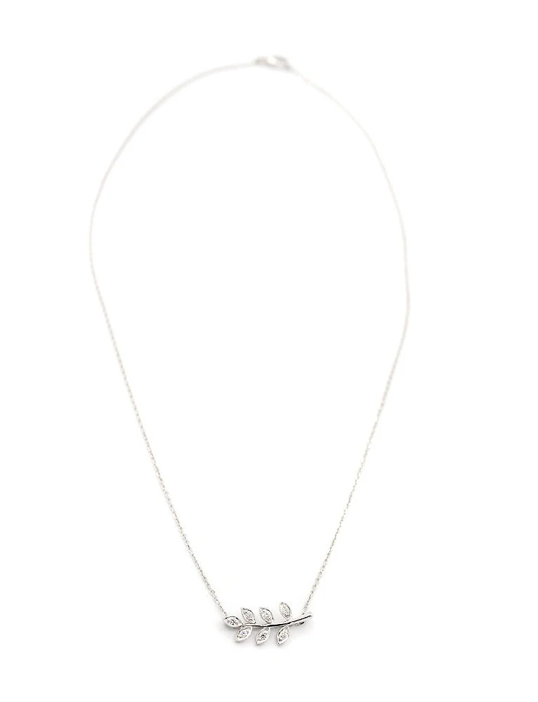 Pendentif Création Benoît Joaillier "Laurier" or blanc - Image 4