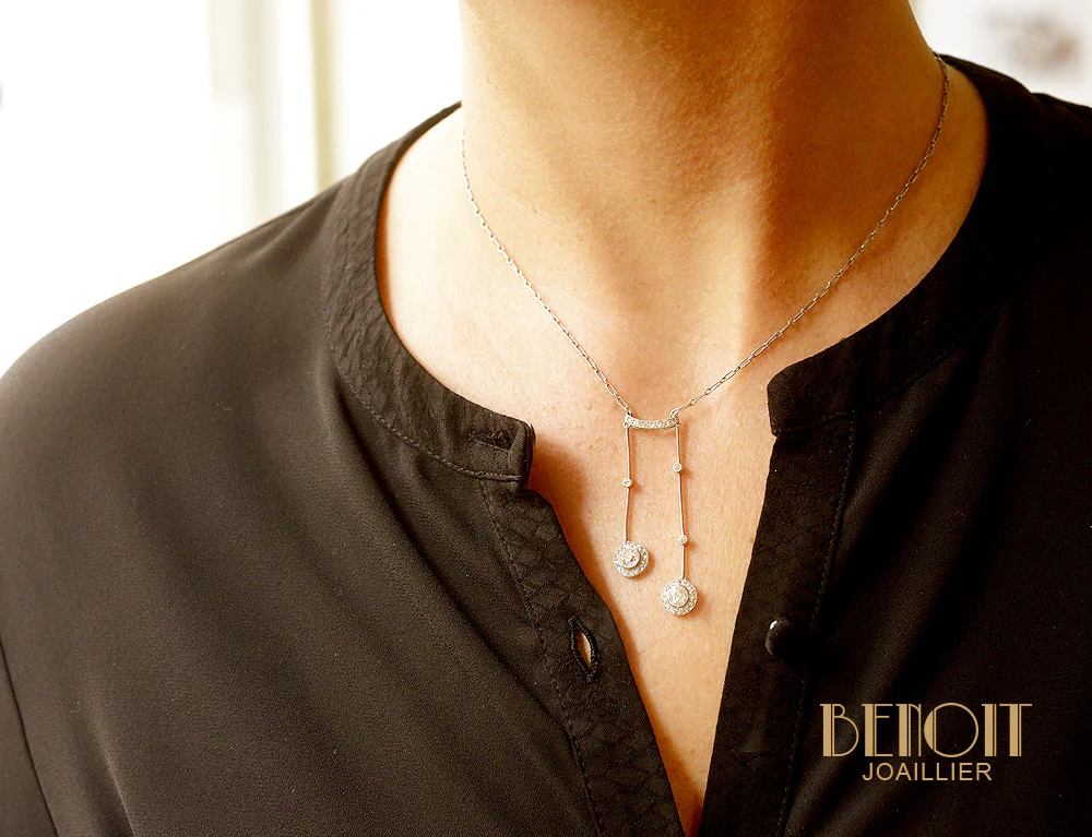 Collier Art Déco Négligé Diamants - Image 4
