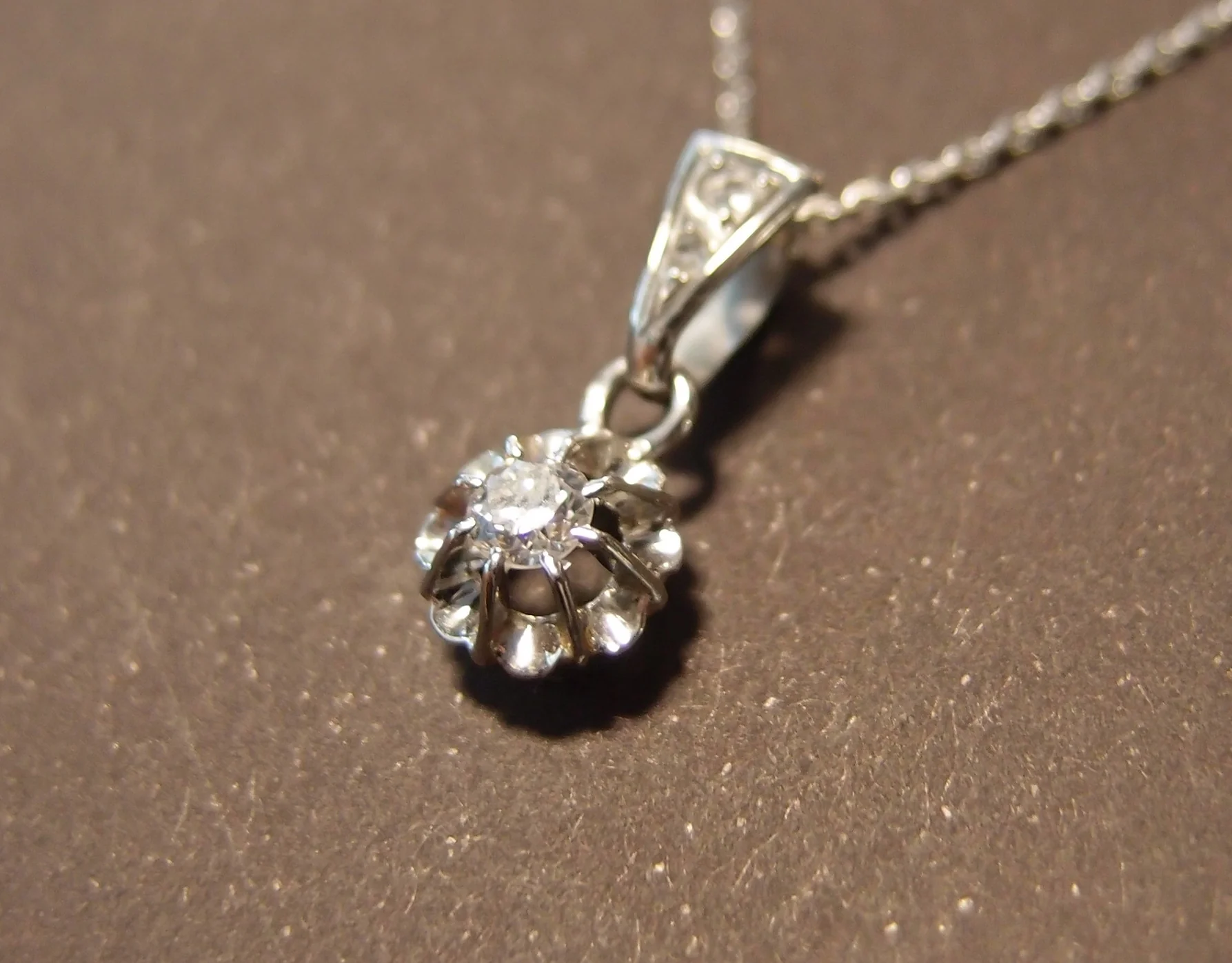 collier pendentif or gris et diamant 0.15 ct - Image 2
